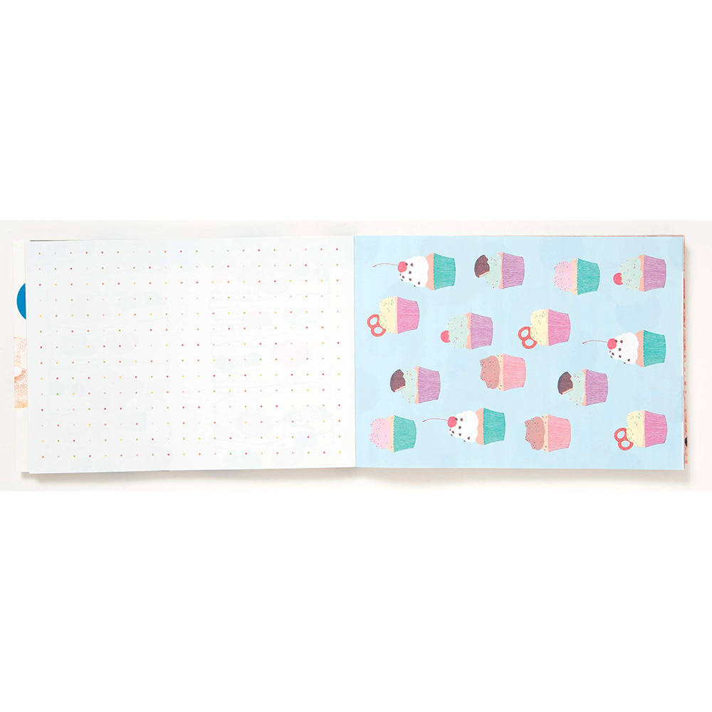 100 Writing & Crafting Papers: Foods and Sweets- dot grid page left, cupcakes page right