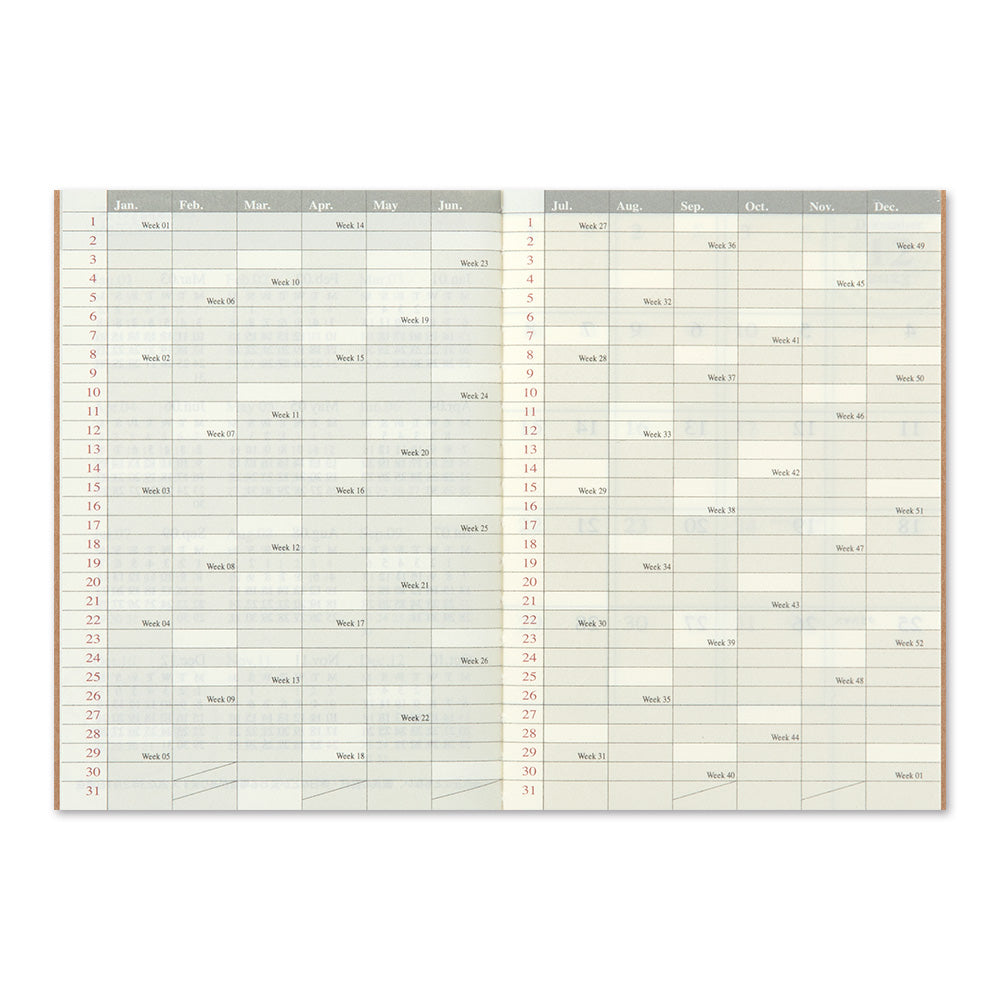 image of TRAVELER'S notebook Passport Size 2024 Monthly Diary year at a glance page