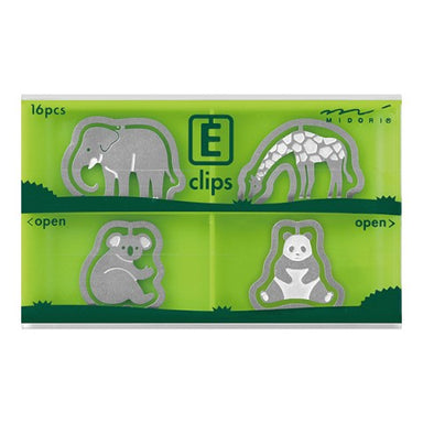 box of Midori Etching Clips- Zoo Animals- Box of 16 Paper Clips