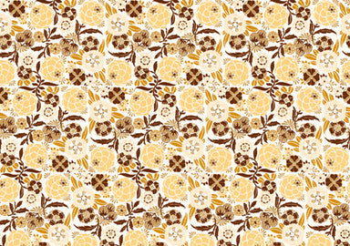 Image of Rossi 1931 Italian Decorative Paper- Flowers in Yellow and Brown