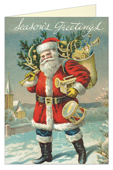 image of Cavallini & Co. Santa with Gifts Blank Single Holiday Card