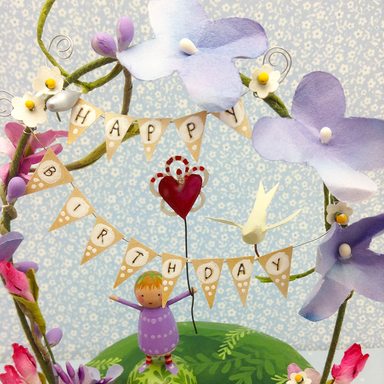 Celebrate! Arches and Banners class sample with flowers and Happy Birthday flag banner