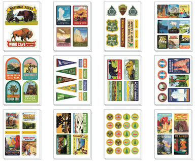 image of Cavallini & Co. National Parks Decorative Stickers showing all designs