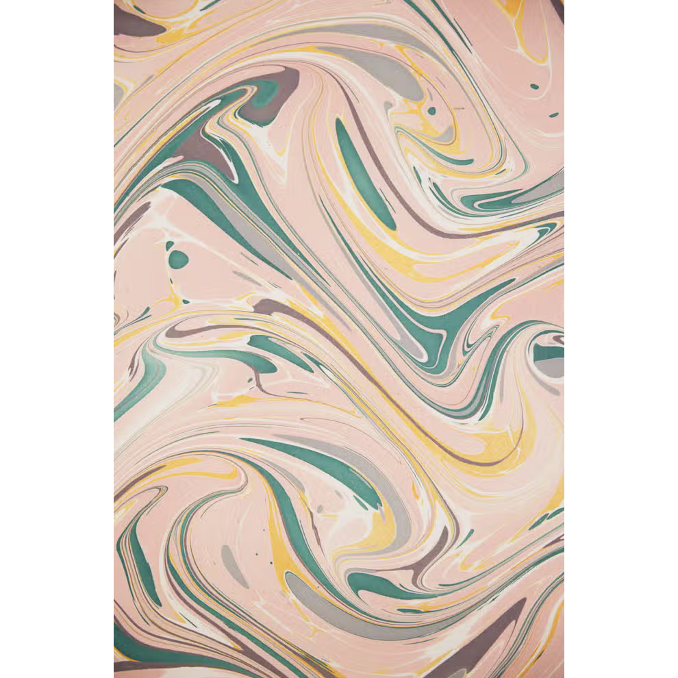 Handmade Indian Cotton Paper- Marbled Waves with many colors- full sheet