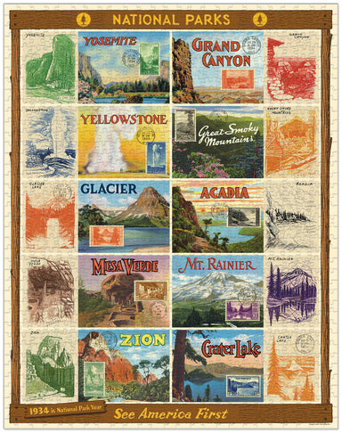 Cavallini & Co. National Parks Collage 1000 Piece Puzzle finished puzzle