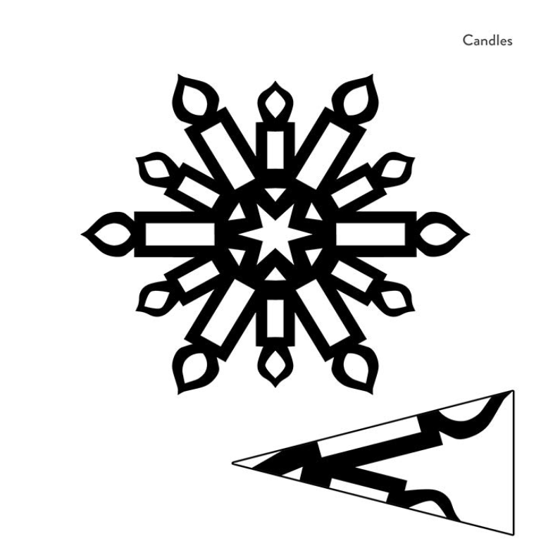 "Candles" snowflake pattern- open and folded triangle