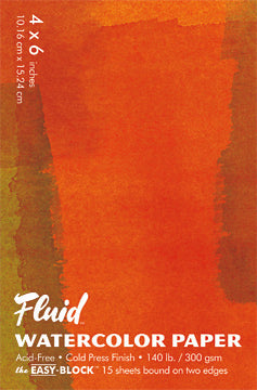 Fluid Watercolor Paper- Cold Press Pad comes in a variety of sizes. 