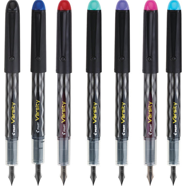Pilot Varsity Disposable Fountain Pen- available in black, blue, red, green, purple, pink, and turquoise.
