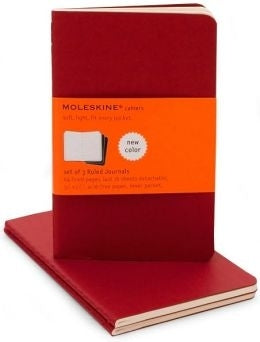 Moleskine Cahiers Lined Notebook Set- Red Pocket