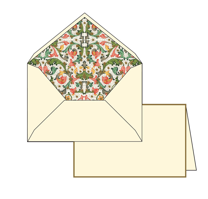 Italian stationery with lined envelopes are perfect for everyday correspondence. Folded cards measure approximately 3.25 by 5.25 inches (8.5 by 13 cm). 