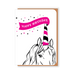 Two Hands Made- Happy Birthday Unicorn with pink banner- single greeting card is blank inside, ready for your own special message.