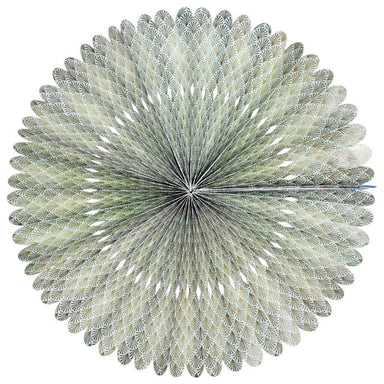 The Decorative Scallop Handmade Lokta Rosette features sage paper printed with a lined scalloped design. 