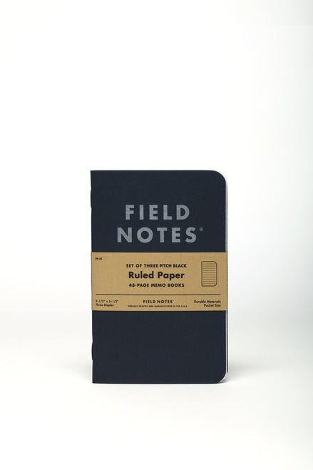 Field Notes Pitch Black Ruled 3-Pack- 3.5 x 5.5 inch size