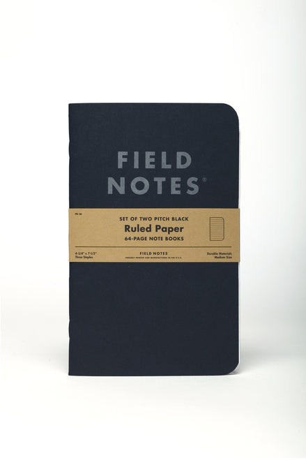 Field Notes Pitch Black Ruled 2-Pack- 4.75 x 7.5 inch size