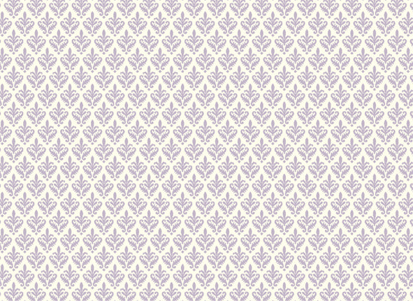This Rossi 1931 Decorative Letterpress Paper features light purple Florentine lilies repeating across the page. 