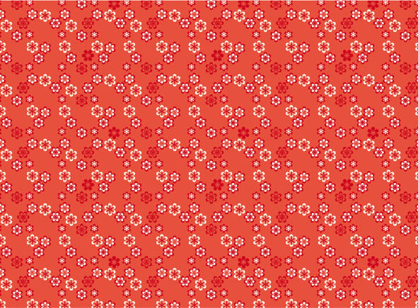 This Rossi 1931 Decorative Letterpress Paper features red and white flowers on a reddish-orange background.