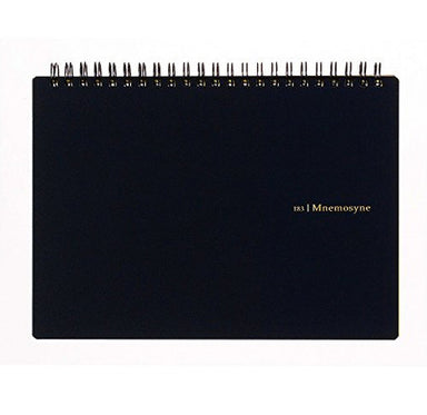 Maruman Mnemosyne Japanese spiral bound note pads feature durable, black plastic covers with rounded corners, bound with twin wire spiral binding.