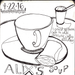Drawing – A Path to Daily Meditation Online Class sample- "I could go from cafe to cafe" coffee cup sketch.
