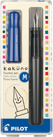 Pilot Kakuno Fountain Pen- Black Body with Dark Blue Cap- Medium Nib