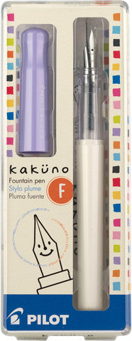 Pilot Kakuno Fountain Pen- White Body with Light Purple Cap- Fine Nib