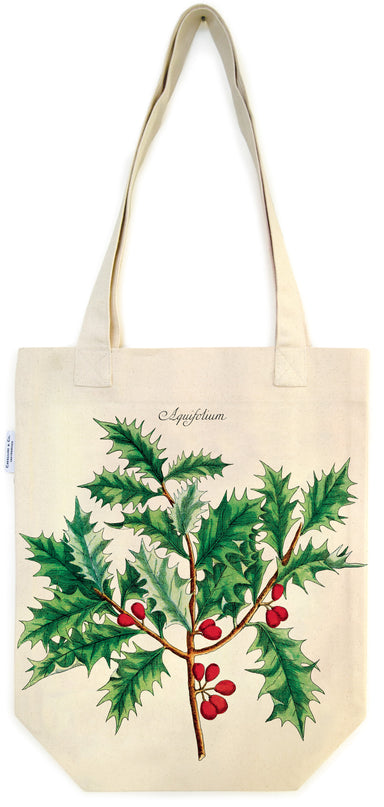 Cavallini & Co. Christmas Holly Cotton Tote Bag