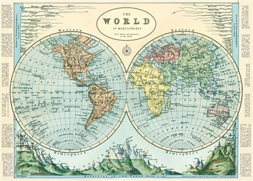 Cavallini & Co. Hemisphere Map 2 Decorative Paper