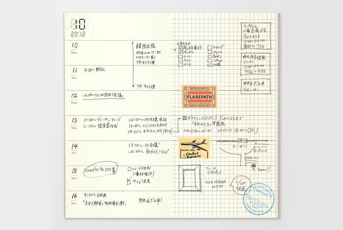 TRAVELER'S notebook Refill- Regular Size Planner Diary- Weekly + Memo