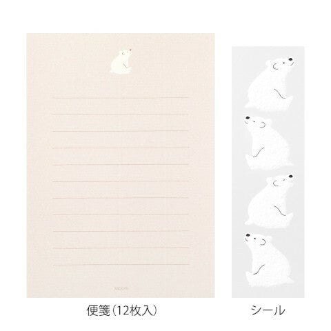 Midori Polar Bear Letter Set with Stickers- set of 4