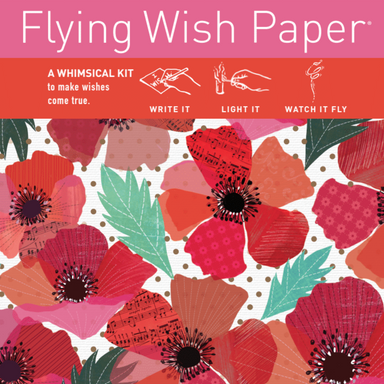 Flying Wish Paper- Poppies kit includes 15 sheets of Flying Wish Paper and 5 platforms for lighting. 