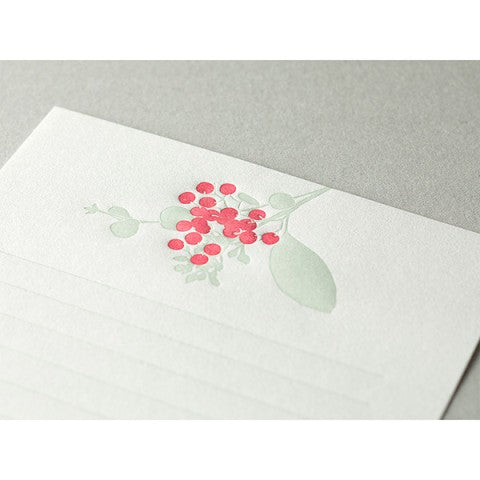 Midori Letterpress Red Bouquet Letter Set