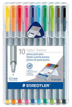 Staedtler Triplus Fineliner  .3 mm Colored Pens- this set of ten pens  is the perfect travel companion. 