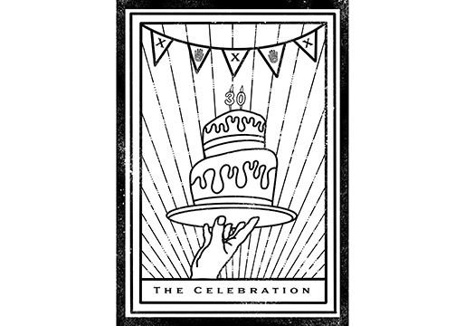 The Celebration- 30 years of THP birthday cake invite