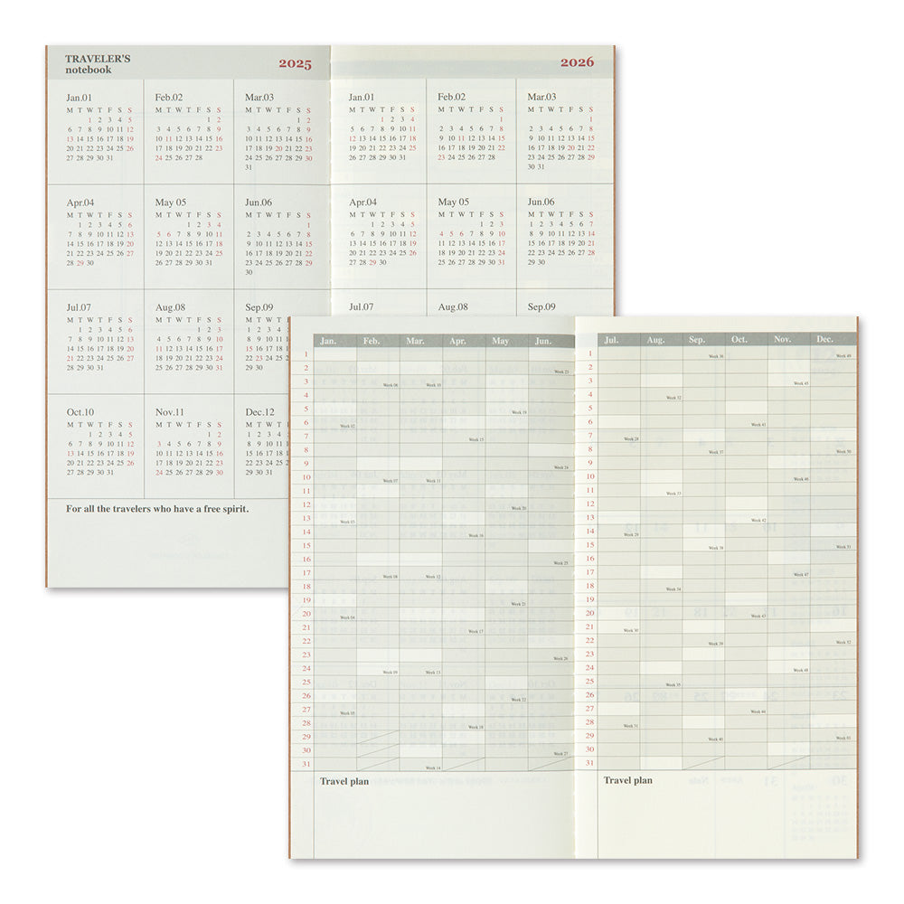 TRAVELER'S notebook Regular Size Refill- 2025 Monthly Diary