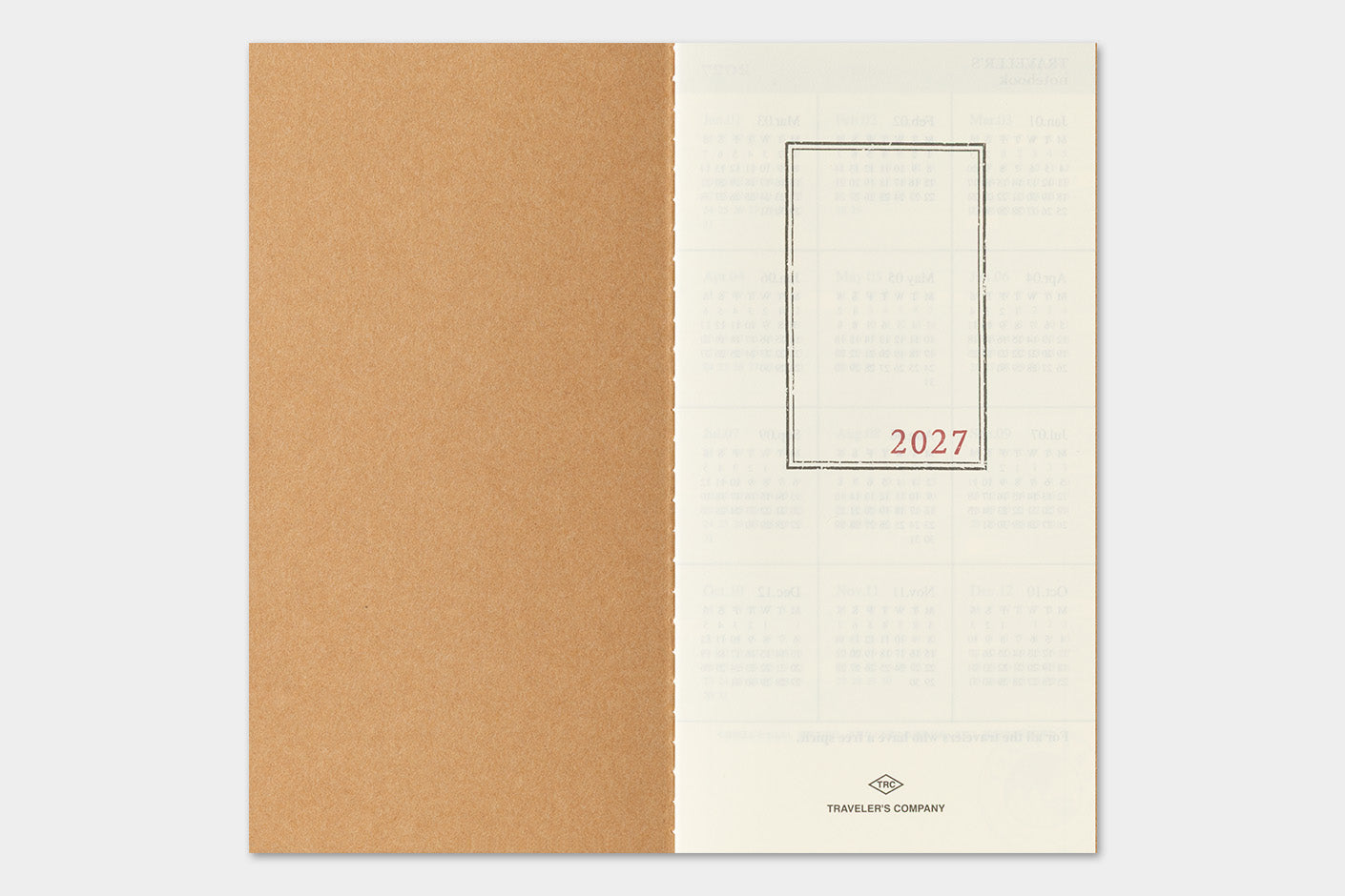 TRAVELER'S notebook Regular Size Refill- 2027 Monthly Diary image showing inside of front cover