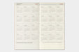 TRAVELER'S notebook Regular Size Refill- 2027 Monthly Diary showing year at a glance pages- a two-year calendar for 2027 and 2028. The pages are cream-colored with a minimalist design, featuring monthly grids with dates in black and red text.
