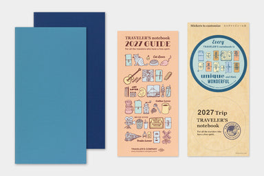 TRAVELER'S notebook Refill- Regular Size- 2027 Weekly Calendar and Memo Diary- Customizable 2027 Planner, matching sticker sheet, and notebook guide.