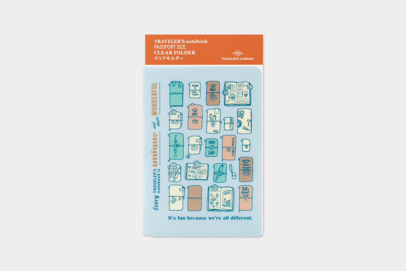 TRAVELER'S notebook 2027 Passport Clear Folder front of folder shown in packaging