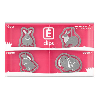 image of box of Midori Etching Clips- Rabbits- Box of 16 Paper Clips