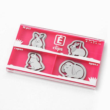 image of Midori Etching Clips- Rabbits- Box of 16 Paper Clips