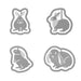 image of fours designs of rabbit etching clips