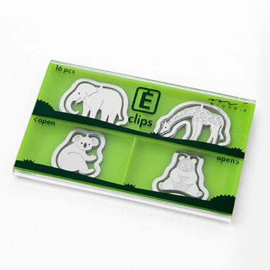 image of box of Midori Etching Clips- Zoo Animals- Box of 16 Paper Clips