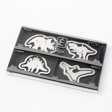 image of box of Midori Etching Clips- Dinosaurs- Box of 16 Paper Clips