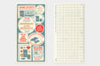 TRAVELER'S notebook 2027 Regular Plastic Sheet image showing both front,  and back of sheet with grid pattern and metric rule.