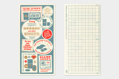 TRAVELER'S notebook 2027 Regular Plastic Sheet image showing both front,  and back of sheet with grid pattern and metric rule.