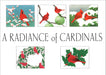 Crane Creek Graphics Radiance of Cardinals Holiday Notecard Folio front of box images showing examples of notecards