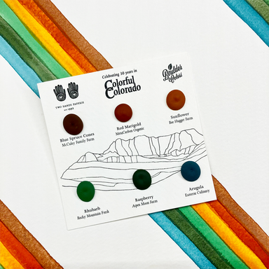 Colorful Colorado Watercolor Dot Card with paint sample colors
