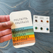 Colorful Colorado Watercolor painted cards on sample swatch