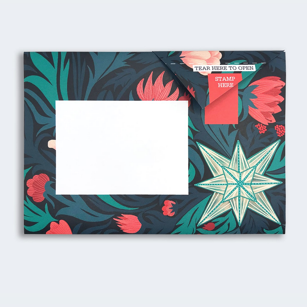 Pigeon Post- Bright & Beautiful floral and star theme version #3 showing address area