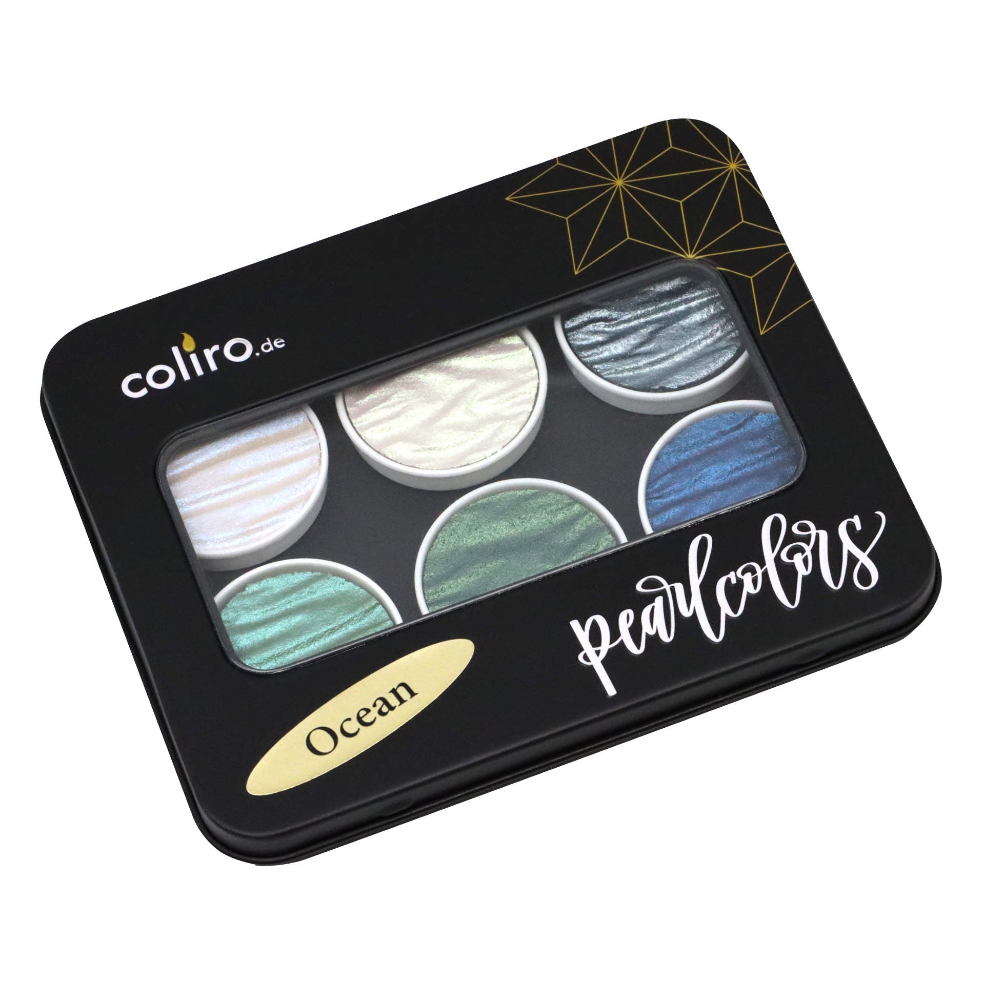 image of Coliro Pearlcolors Watercolor Set- Ocean- set of 6 in new style tray