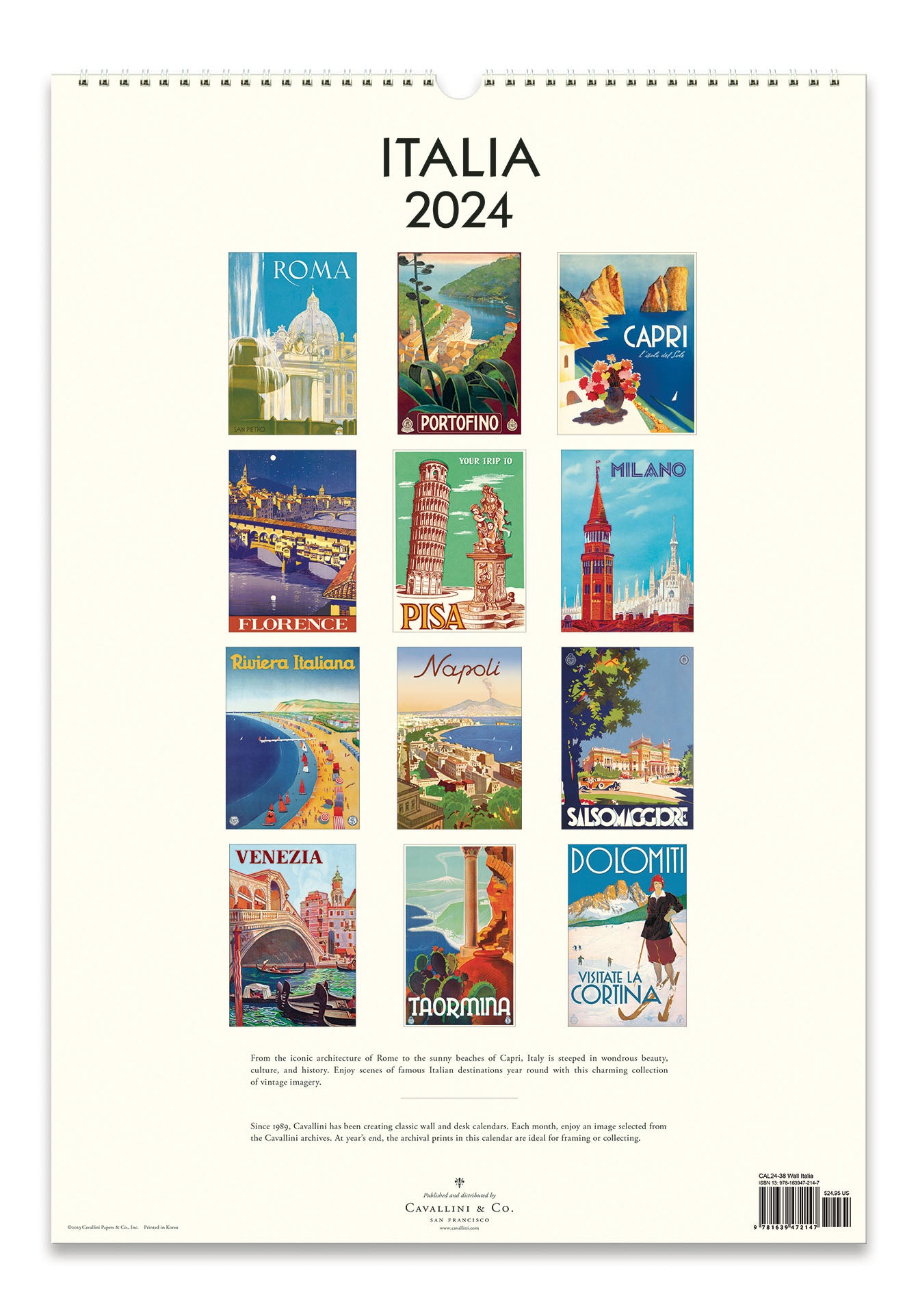 Image of 2024 Cavallini & Co. Italia Wall Calendar